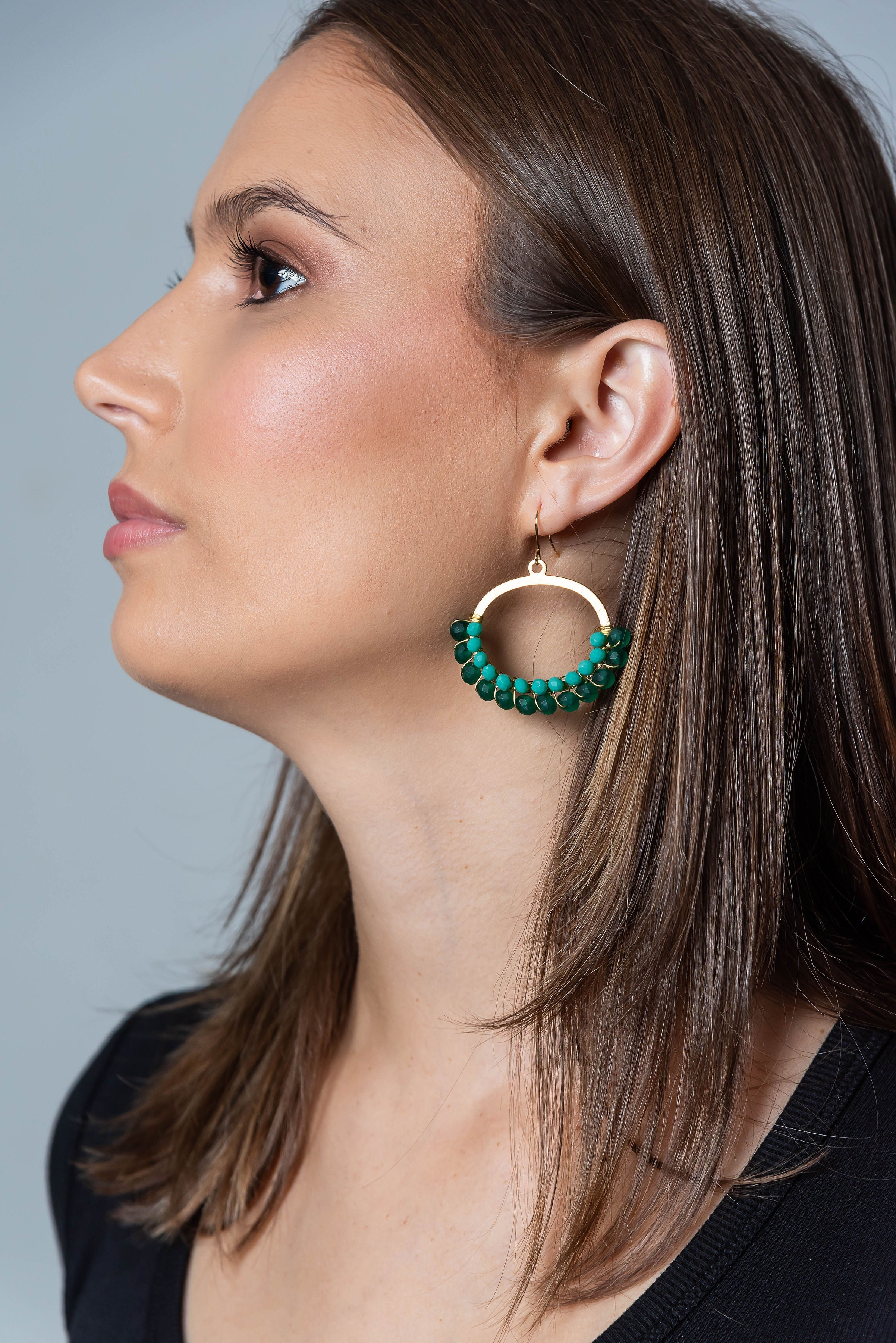 Lotus Blossom Oval Beaded Earrings