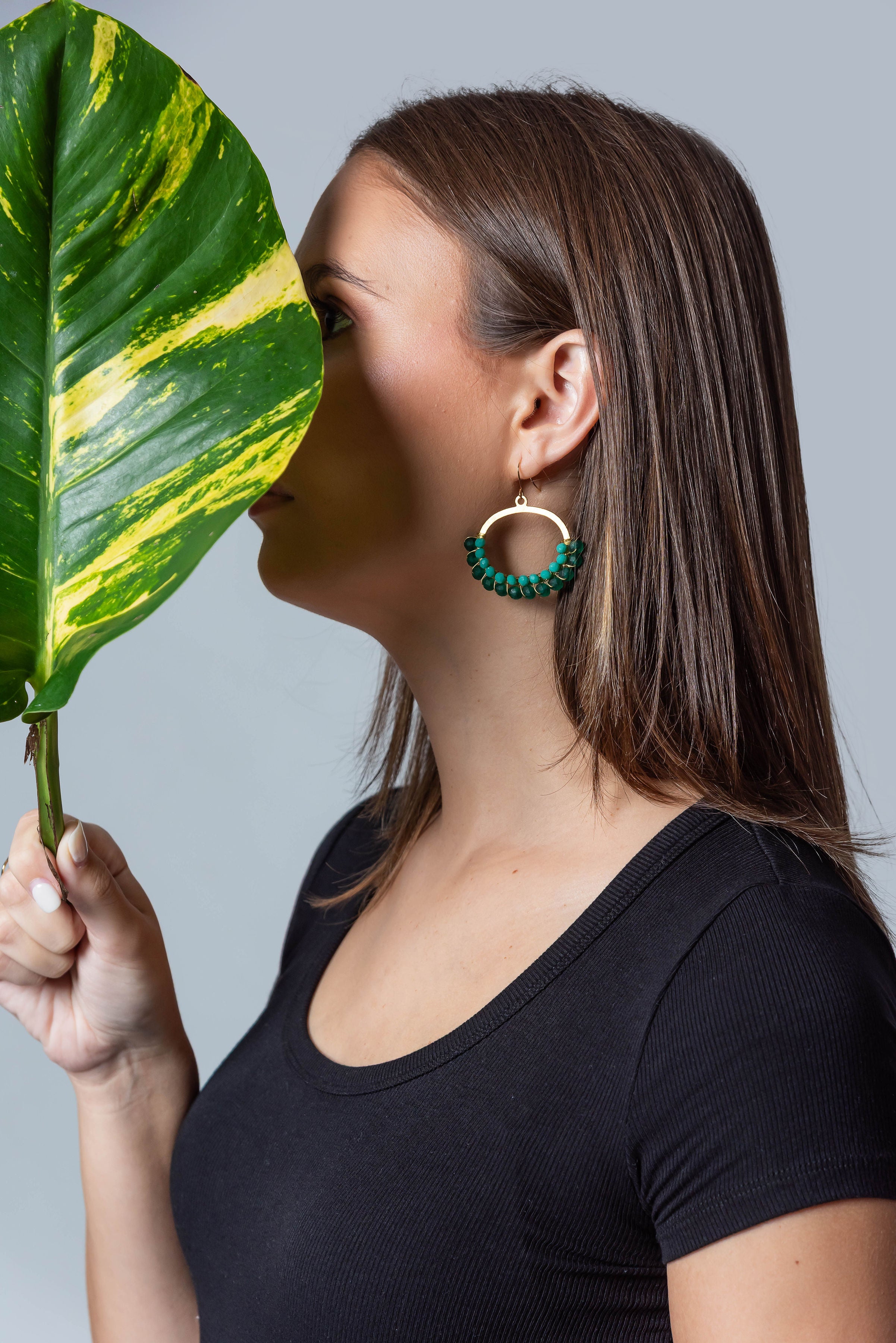 Lotus Blossom Oval Beaded Earrings